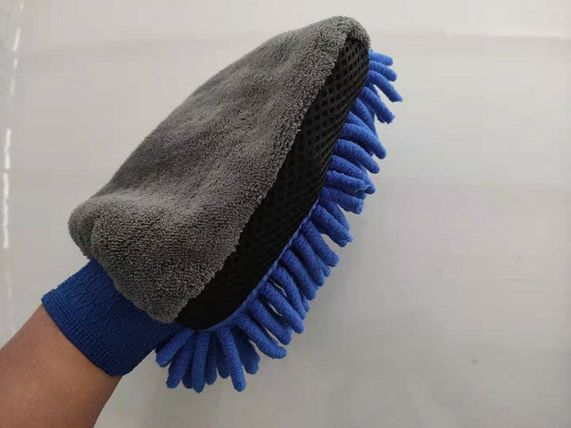 Single-Sided Coral Chenille Foam Car Cleaning Gloves (Bear Paw)