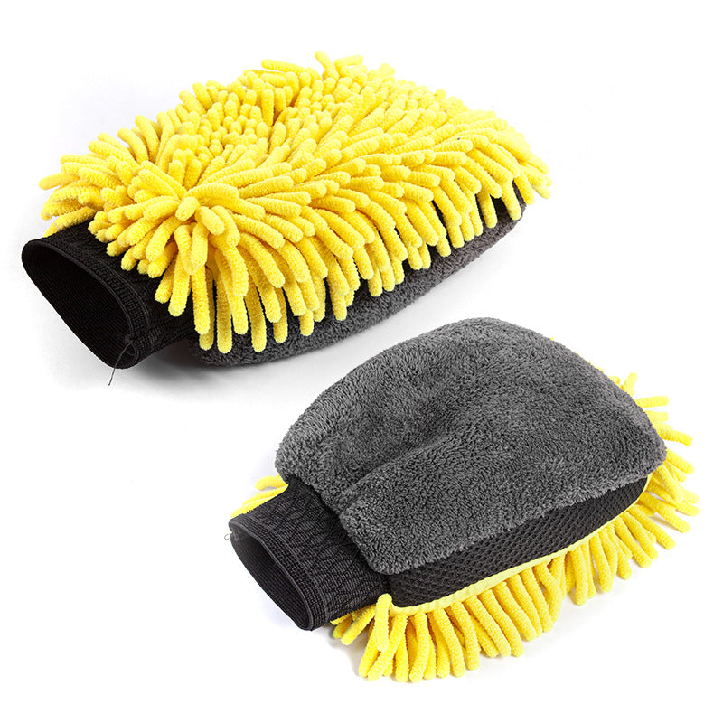 Single-Sided Coral Chenille Foam Car Cleaning Gloves (Bear Paw)