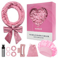 weiwei Heatless Overnight Curling Headband 70" Soft Hair Rollers to Sleep In Long Wave Hair Wrap for Women 9PCS Curling Rod Gift Set (Pink)