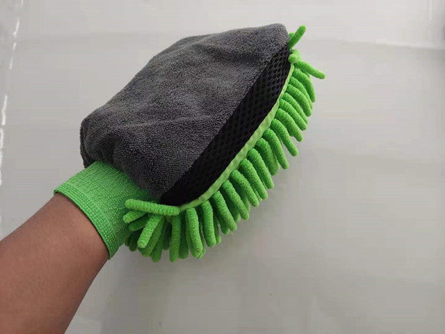 Single-Sided Coral Chenille Foam Car Cleaning Gloves (Bear Paw)
