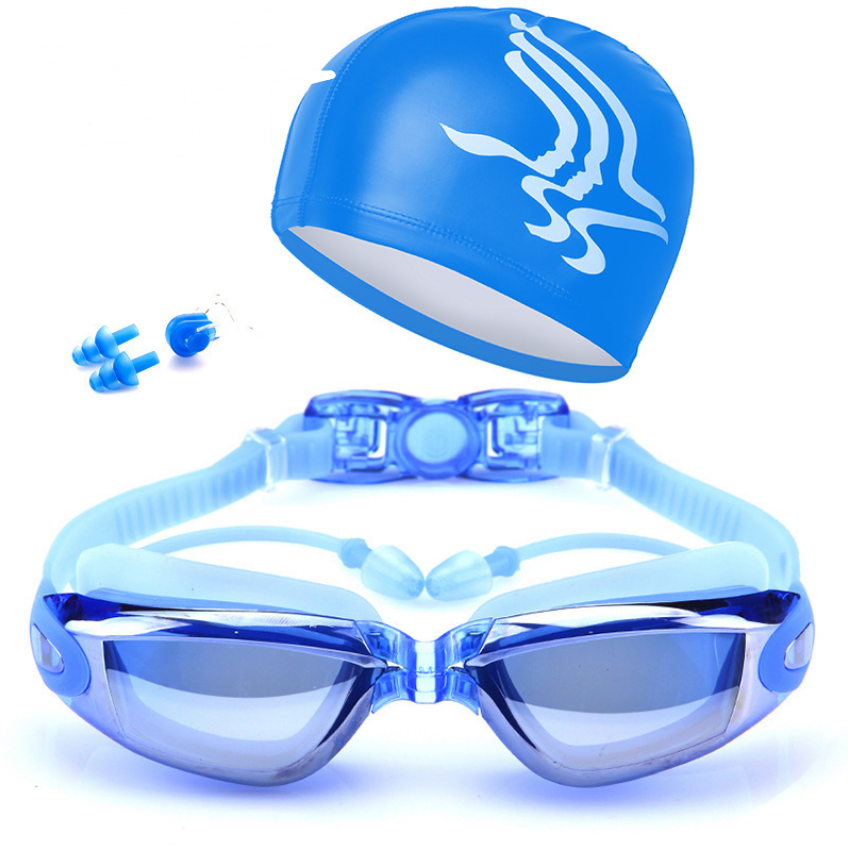HD Waterproof Anti-Fog Swimming Goggles with Cap