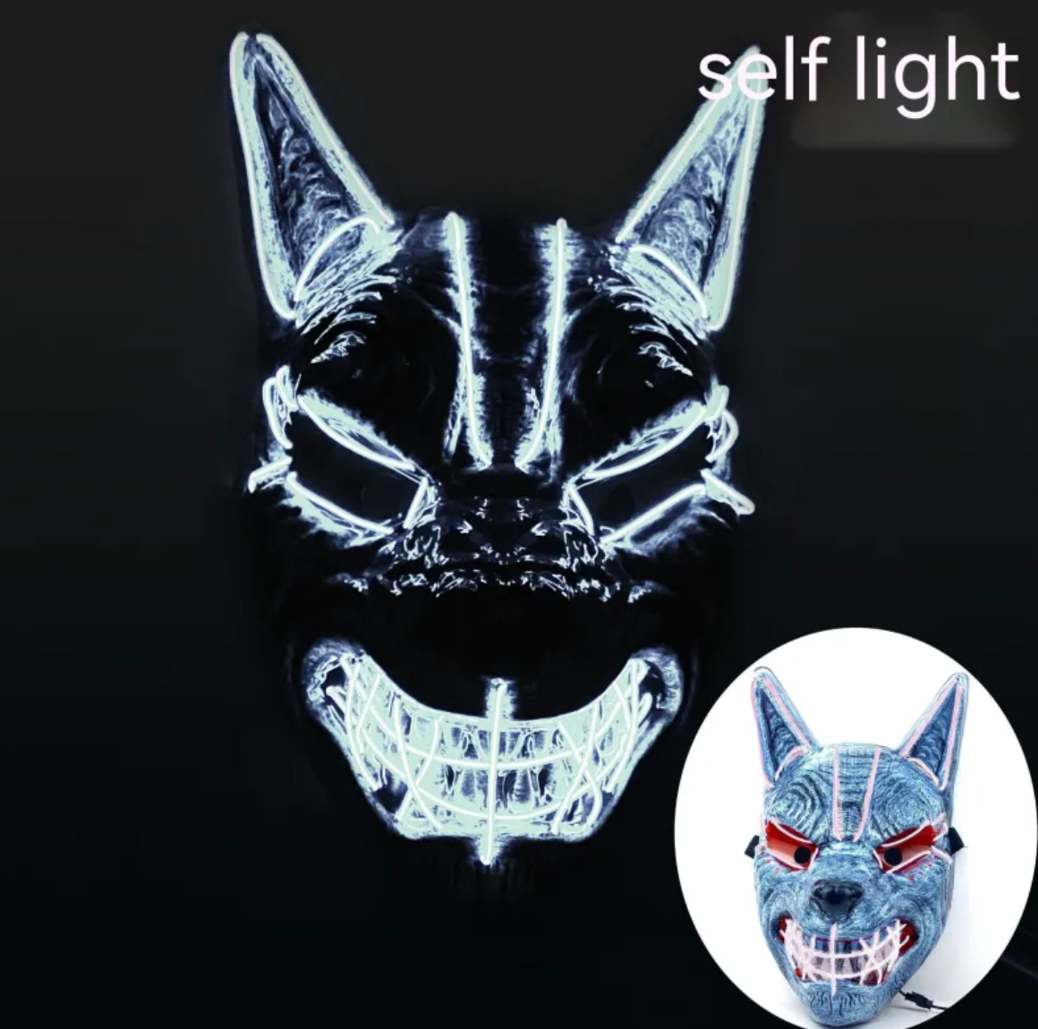 LED Full Face Luminous Halloween Mask