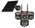 Solar Wireless 3-Lens WiFi PTZ Security Camera, Side Cameras with Adjustable All-Angle Arm, 2K 360° View, Auto Tracking, Spotlight, 2 Way Audio