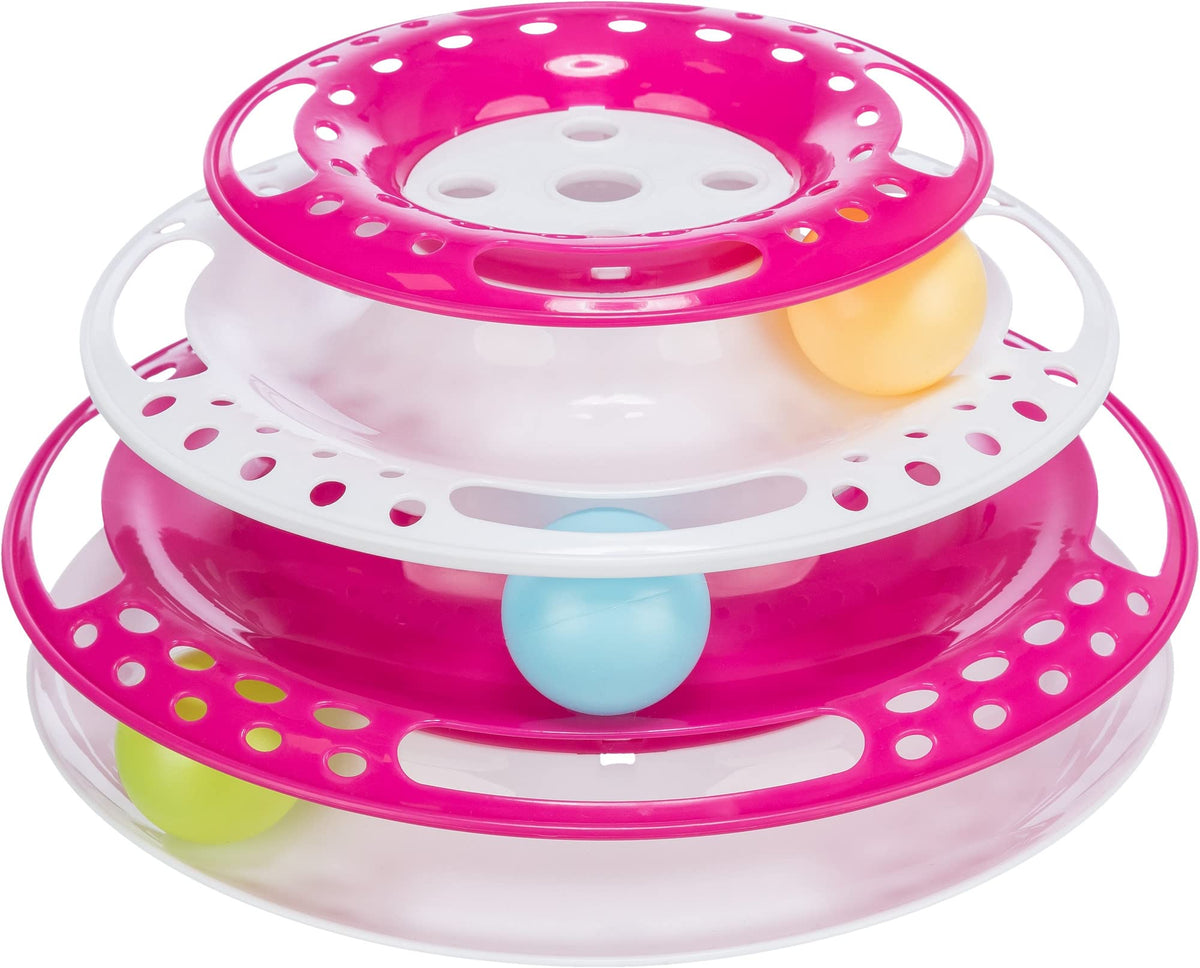 TRIXIE Catch The Balls Circle Track Interactive Cat Toy Cat and Mouse Games Pink (Pink/White)