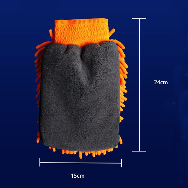 Single-Sided Coral Chenille Foam Car Cleaning Gloves (Bear Paw)