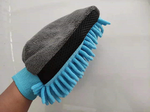 Single-Sided Coral Chenille Foam Car Cleaning Gloves (Bear Paw)