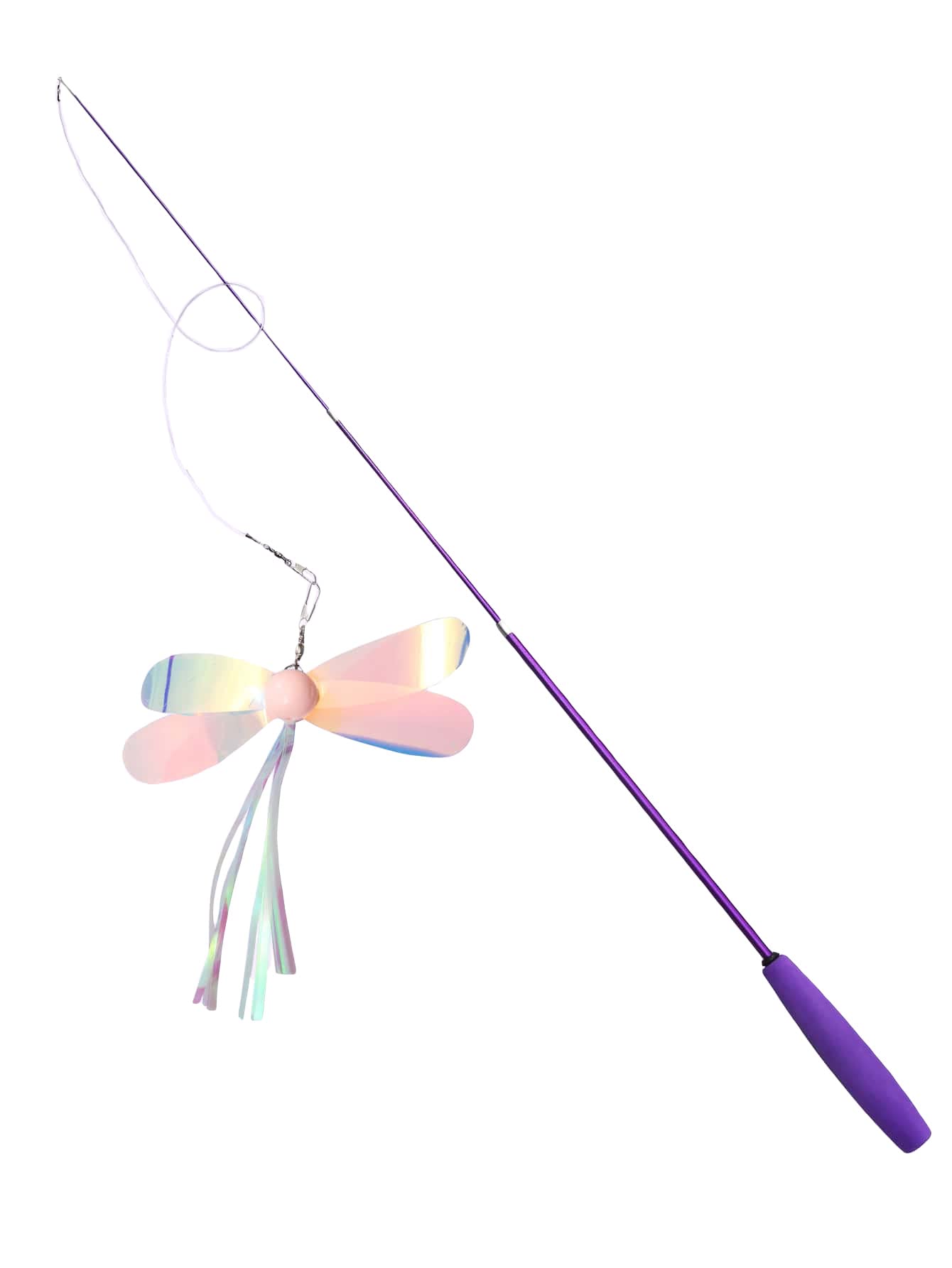 QWINEE 1pc Dragonfly Cat Teaser Wand Toys Interactive Cat Toy for Indoor Cats Kitty Kitten Purple One Size