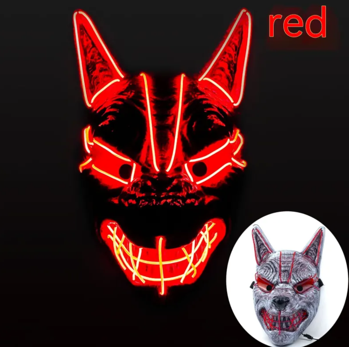 LED Full Face Luminous Halloween Mask