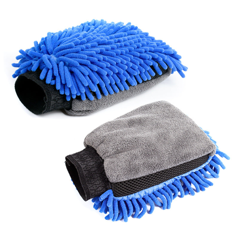 Single-Sided Coral Chenille Foam Car Cleaning Gloves (Bear Paw)