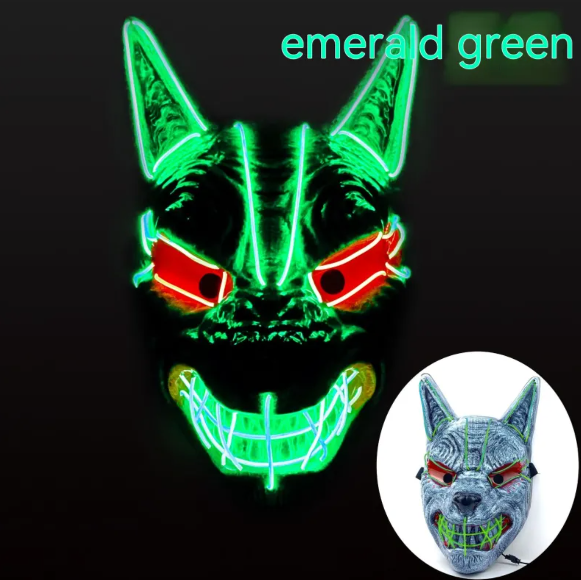 LED Full Face Luminous Halloween Mask