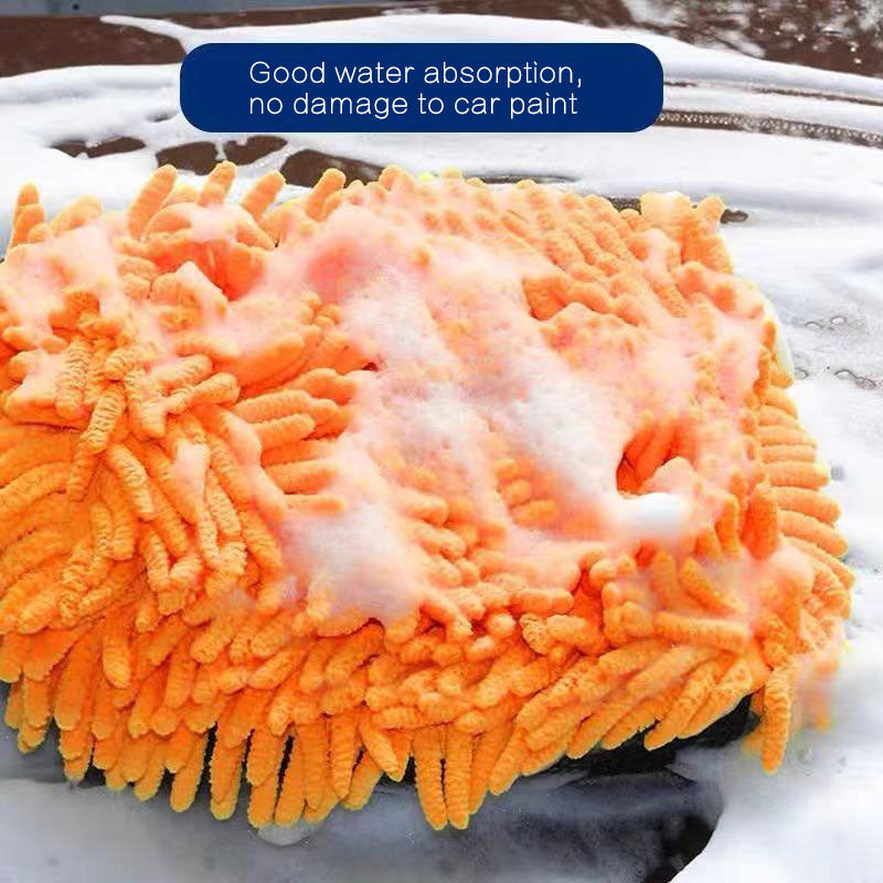 Single-Sided Coral Chenille Foam Car Cleaning Gloves (Bear Paw)